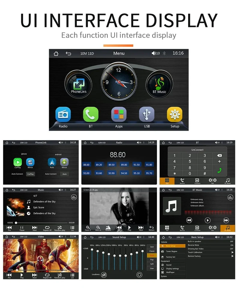 BQCC 7-Zoll-Autoradio-Multimedia-Video-Player, kabelloses Carplay und kabelloser Android Auto-Touchscreen, Sonnenblende 5300
