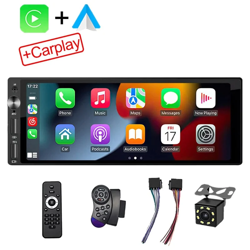 IPS 6.9 Zoll 1Din Carplay Android Auto Autoradio Multimedia Video MP5 Player 1 Din Keine DVD mit Bluetooth Stereo USB Lade