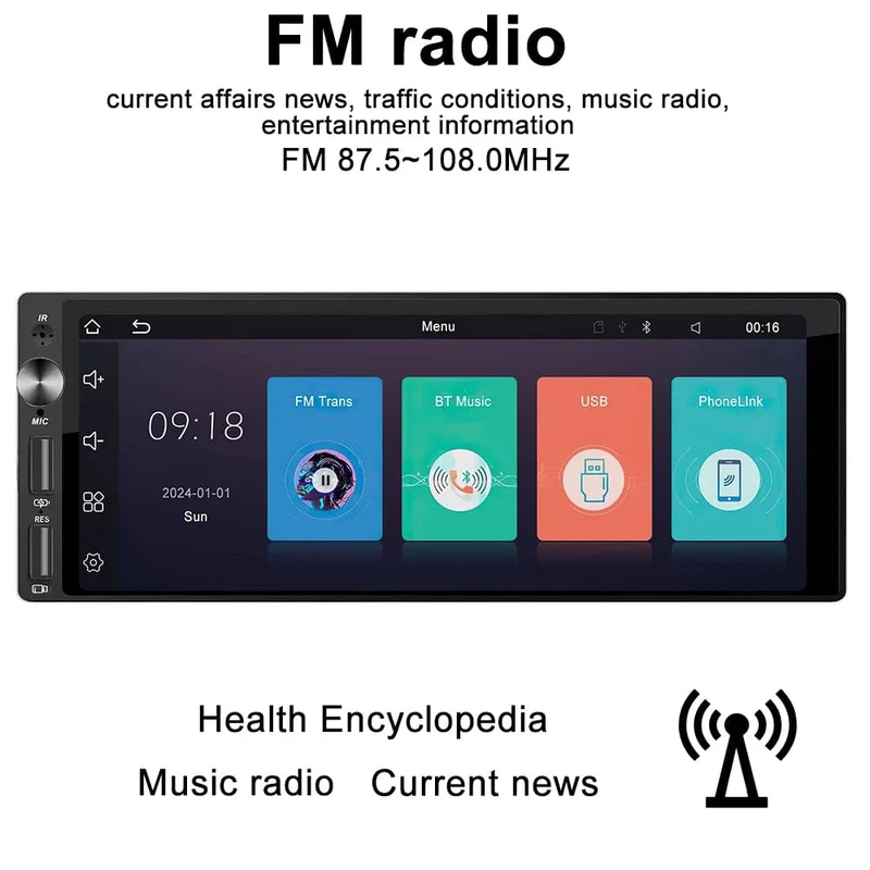 IPS 6.9 Zoll 1Din Carplay Android Auto Autoradio Multimedia Video MP5 Player 1 Din Keine DVD mit Bluetooth Stereo USB Lade