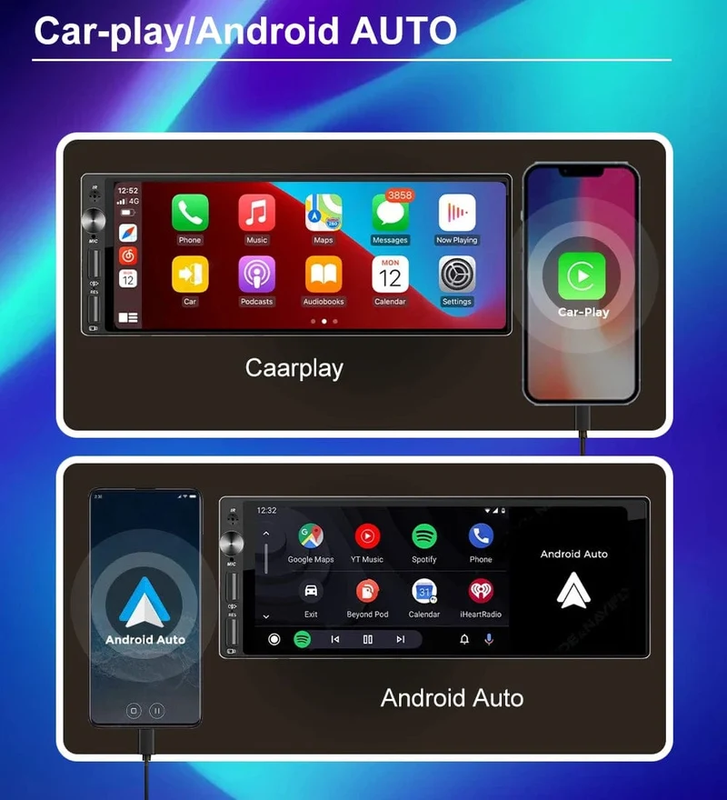 IPS 6.9 Zoll 1Din Carplay Android Auto Autoradio Multimedia Video MP5 Player 1 Din Keine DVD mit Bluetooth Stereo USB Lade