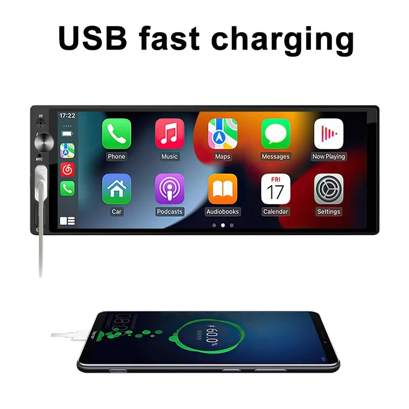IPS 6.9 Zoll 1Din Carplay Android Auto Autoradio Multimedia Video MP5 Player 1 Din Keine DVD mit Bluetooth Stereo USB Lade