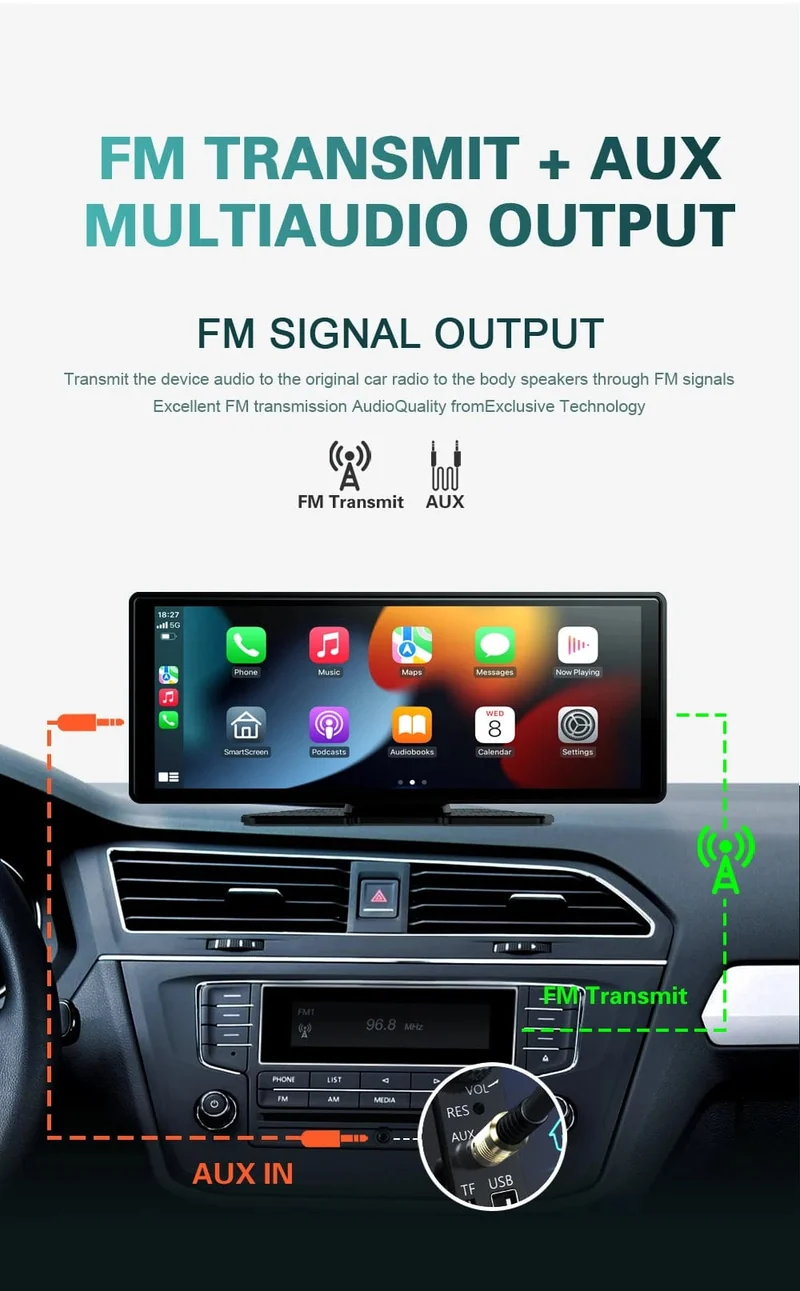 XUDA Universal 10.26 Zoll Autoradio Multimedia WIFI Video Player Kabelloses Carplay & Android Auto für Apple oder Android MP5 Player