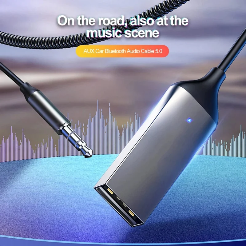 Bluetooth 5.0 AUX Autoadapter USB auf 3.5 mm Klinke Dongle Kabel Freisprecheinrichtung Auto Kit Drahtloser Auto Bluetooth Sender Empfänger