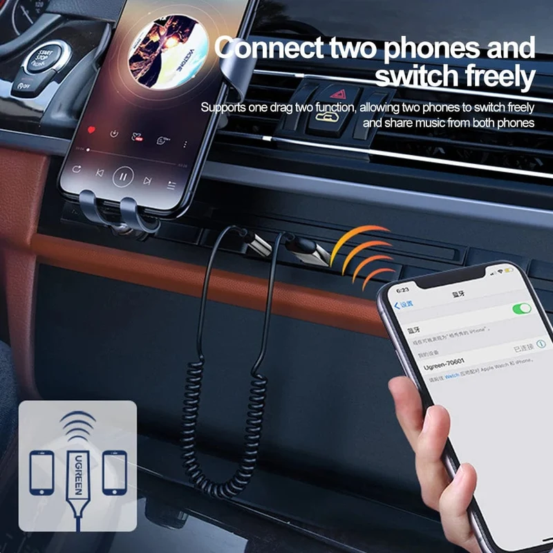 Bluetooth 5.0 AUX Autoadapter USB auf 3.5 mm Klinke Dongle Kabel Freisprecheinrichtung Auto Kit Drahtloser Auto Bluetooth Sender Empfänger