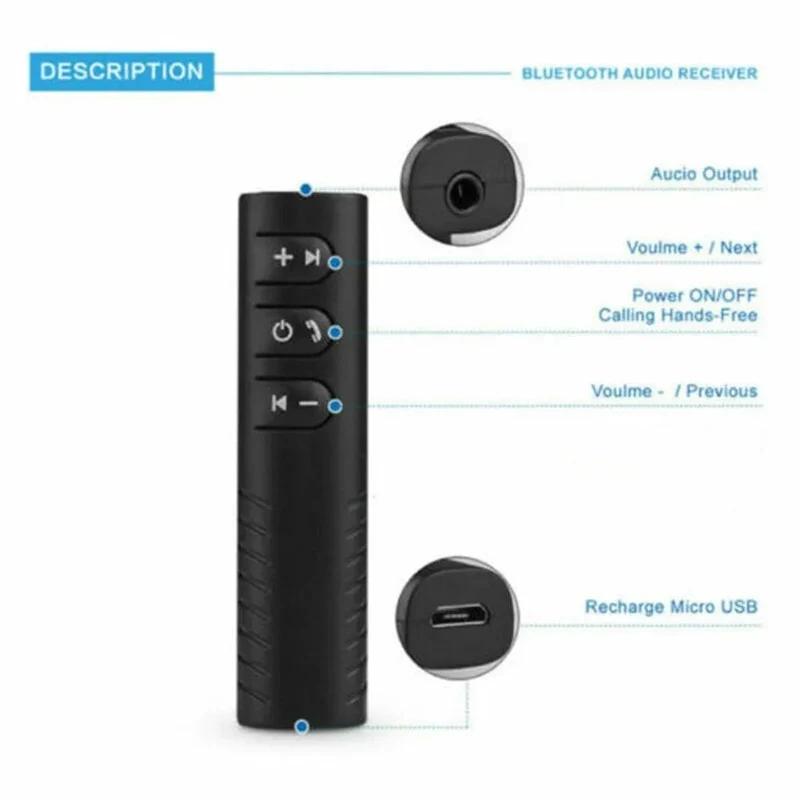 Drahtloser Bluetooth 5.0-Empfängeradapter 3.5-mm-Buchse für Automusik-Audio-Aux-A2dp-Kopfhörerempfänger Freisprecheinrichtung