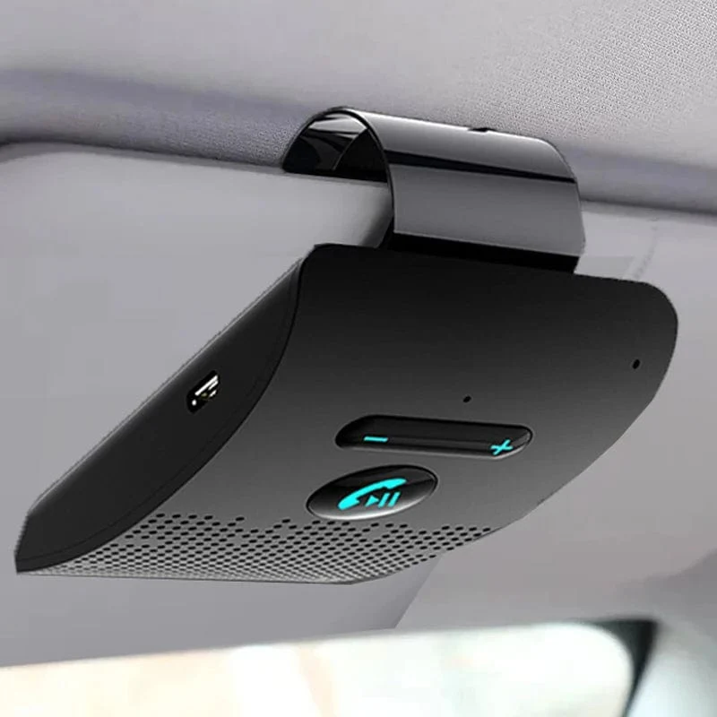 Bluetooth 5.0 Freisprecheinrichtung Hifi-Lautsprecher 2W Kabelloser Audioempfänger MP3-Musik-Player Geräuschunterdrückung Sonnenblendenclip