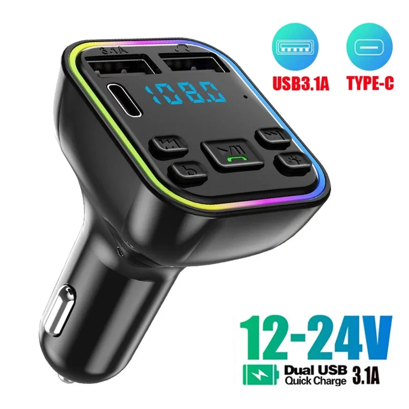 G38 Auto-Audioadapter FM-Transmitter Musikempfänger-Kit Wireless Extender-Lautsprecher mit LED-Leuchten Doppel-USB-Anschlüsse