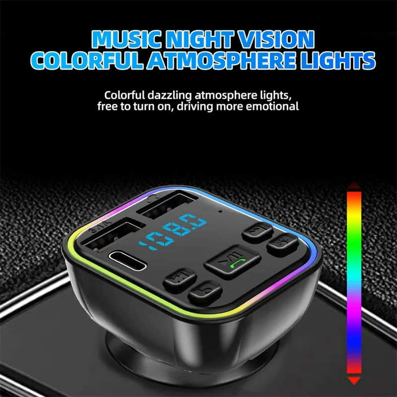 G38 Auto-Audioadapter FM-Transmitter Musikempfänger-Kit Wireless Extender-Lautsprecher mit LED-Leuchten Doppel-USB-Anschlüsse