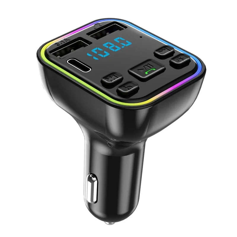 G38 Auto-Audioadapter FM-Transmitter Musikempfänger-Kit Wireless Extender-Lautsprecher mit LED-Leuchten Doppel-USB-Anschlüsse