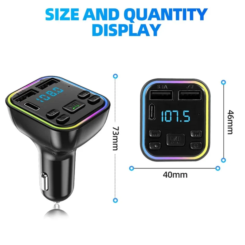 G38 Auto-Audioadapter FM-Transmitter Musikempfänger-Kit Wireless Extender-Lautsprecher mit LED-Leuchten Doppel-USB-Anschlüsse