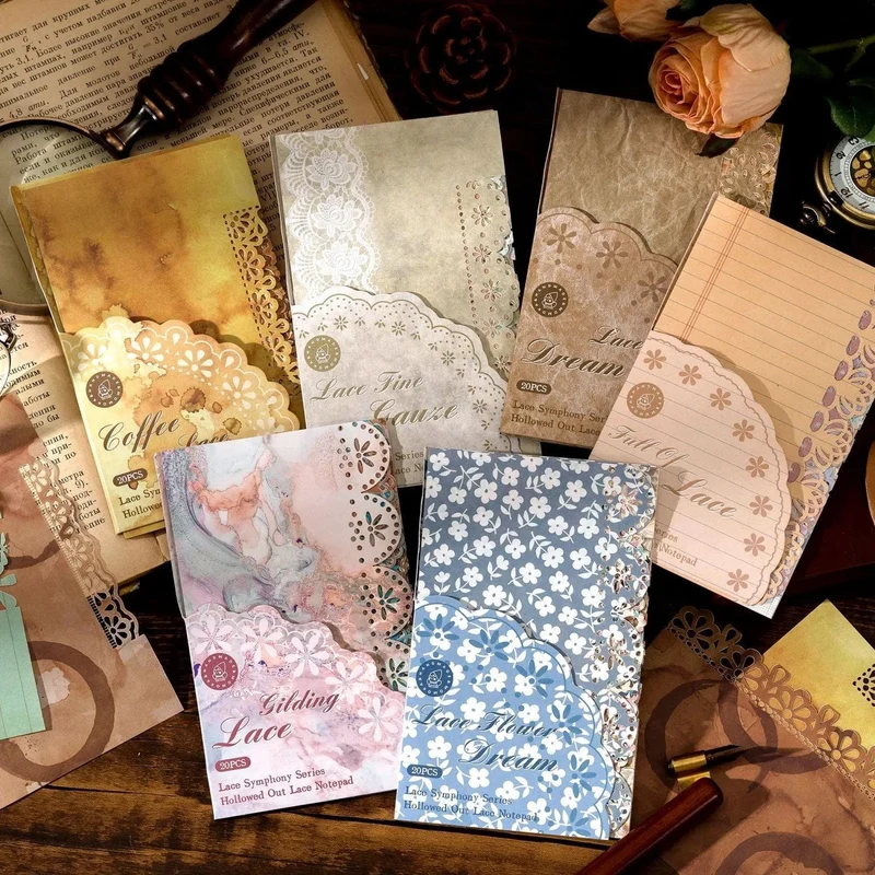 20 Teile/paket Vintage Spitze Scrapbook Ausschnitte Papier Dekoratives Material Papier für Junk Journal Kit DIY Arts Craft Album Collage