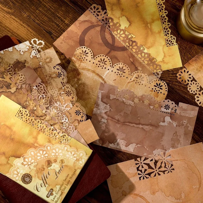 20 Teile/paket Vintage Spitze Scrapbook Ausschnitte Papier Dekoratives Material Papier für Junk Journal Kit DIY Arts Craft Album Collage
