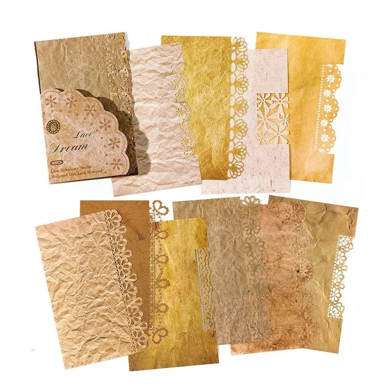 20 Teile/paket Vintage Spitze Scrapbook Ausschnitte Papier Dekoratives Material Papier für Junk Journal Kit DIY Arts Craft Album Collage