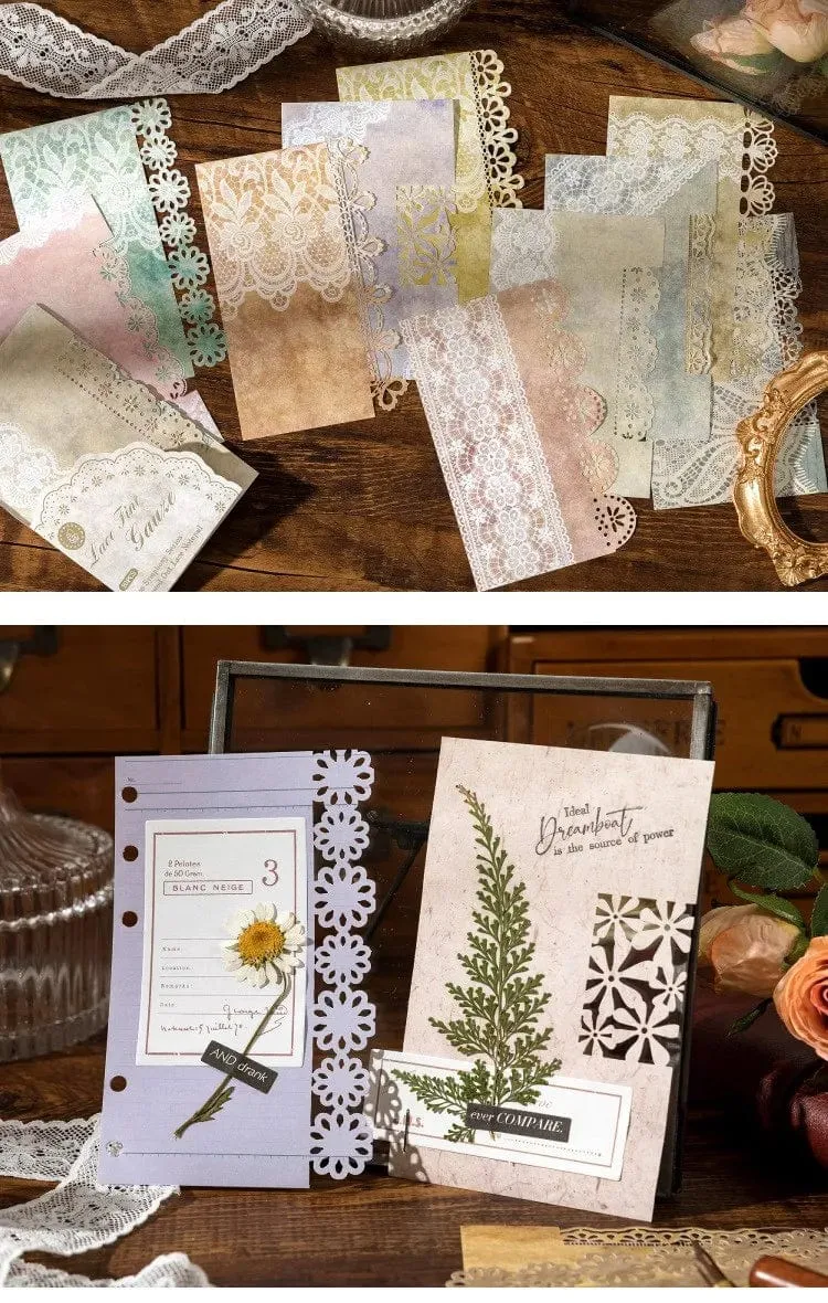 20 Teile/paket Vintage Spitze Scrapbook Ausschnitte Papier Dekoratives Material Papier für Junk Journal Kit DIY Arts Craft Album Collage