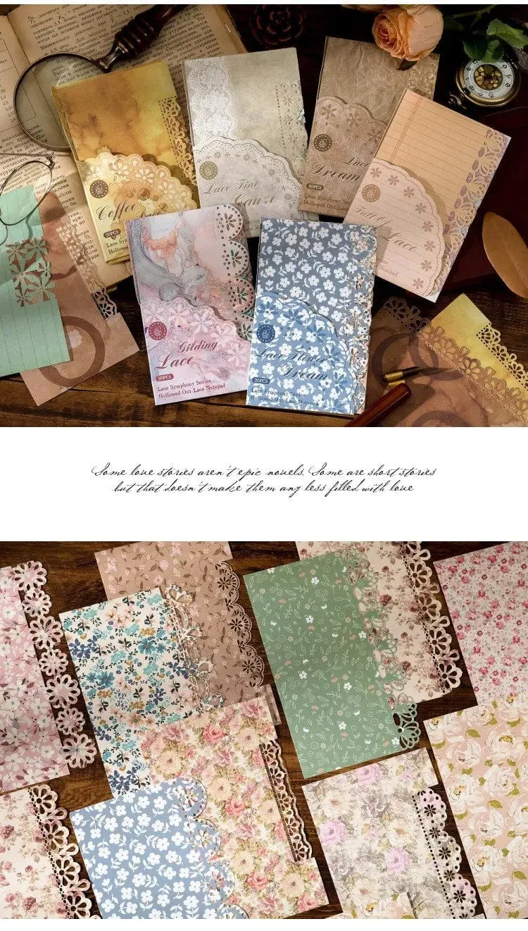 20 Teile/paket Vintage Spitze Scrapbook Ausschnitte Papier Dekoratives Material Papier für Junk Journal Kit DIY Arts Craft Album Collage
