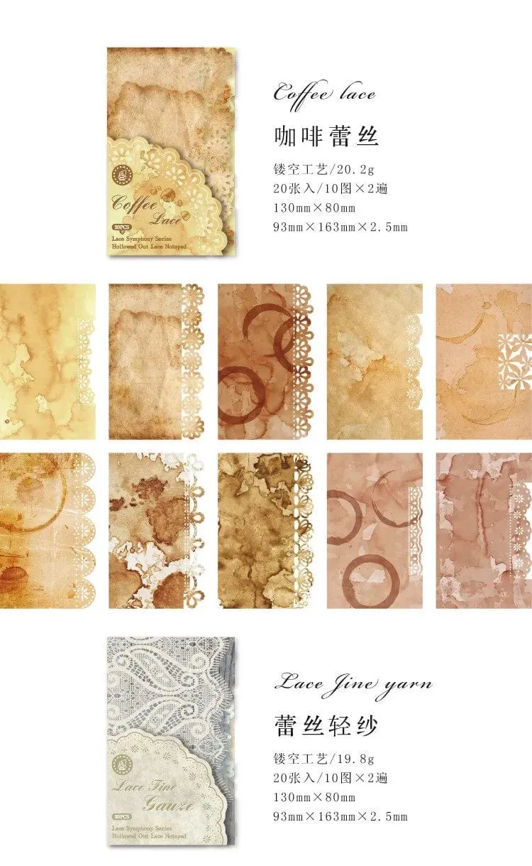 20 Teile/paket Vintage Spitze Scrapbook Ausschnitte Papier Dekoratives Material Papier für Junk Journal Kit DIY Arts Craft Album Collage