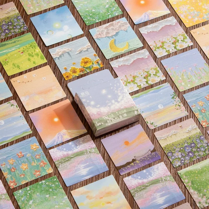 46 Stück Kawaii Briefpapier Aufkleber Set Frühling abgelegt Blumenlandschaft süße Scrapbooking dekorative DIY Label Geschenkverpackung Dekor