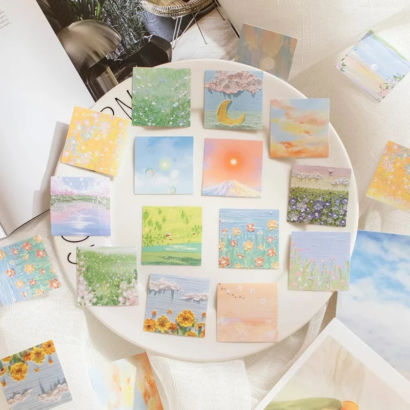 46 Stück Kawaii Briefpapier Aufkleber Set Frühling abgelegt Blumenlandschaft süße Scrapbooking dekorative DIY Label Geschenkverpackung Dekor