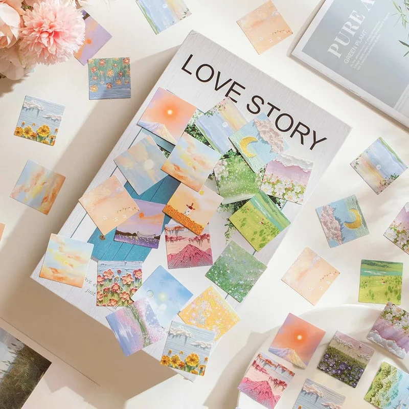 46 Stück Kawaii Briefpapier Aufkleber Set Frühling abgelegt Blumenlandschaft süße Scrapbooking dekorative DIY Label Geschenkverpackung Dekor
