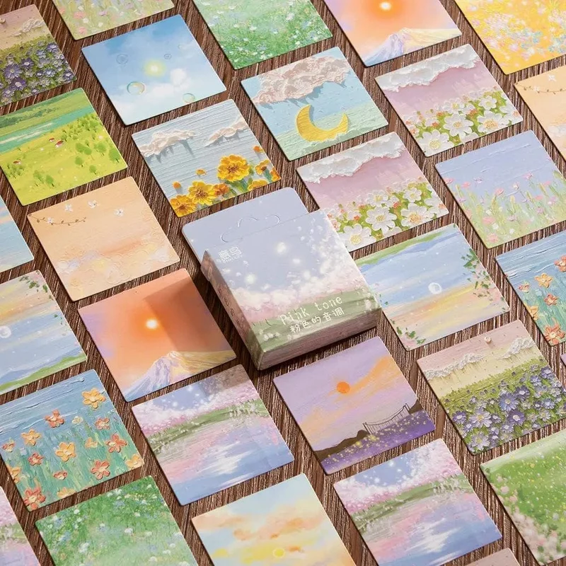 46 Stück Kawaii Briefpapier Aufkleber Set Frühling abgelegt Blumenlandschaft süße Scrapbooking dekorative DIY Label Geschenkverpackung Dekor