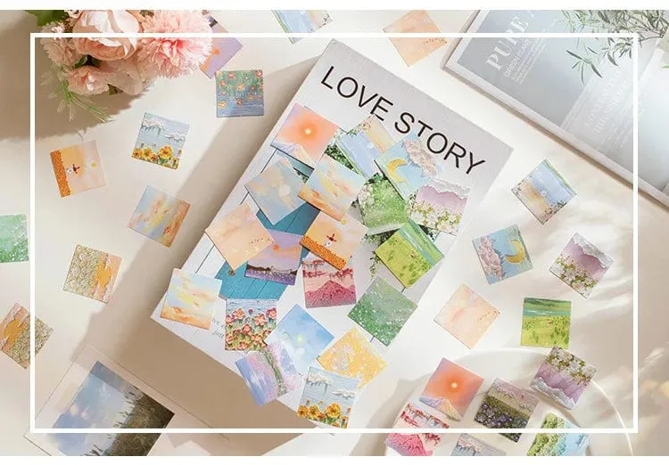 46 Stück Kawaii Briefpapier Aufkleber Set Frühling abgelegt Blumenlandschaft süße Scrapbooking dekorative DIY Label Geschenkverpackung Dekor