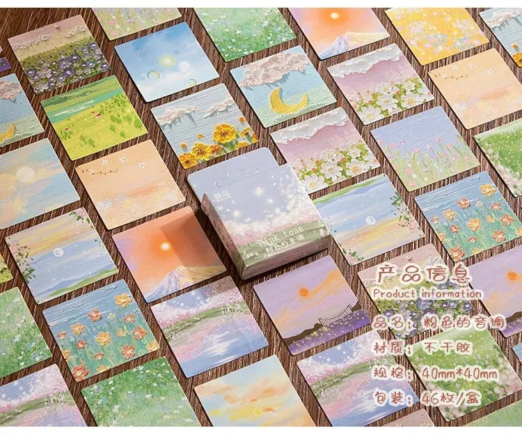46 Stück Kawaii Briefpapier Aufkleber Set Frühling abgelegt Blumenlandschaft süße Scrapbooking dekorative DIY Label Geschenkverpackung Dekor
