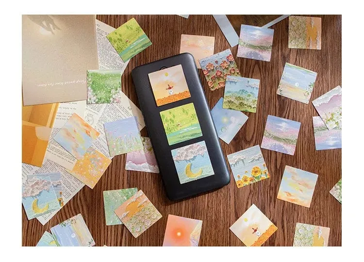 46 Stück Kawaii Briefpapier Aufkleber Set Frühling abgelegt Blumenlandschaft süße Scrapbooking dekorative DIY Label Geschenkverpackung Dekor