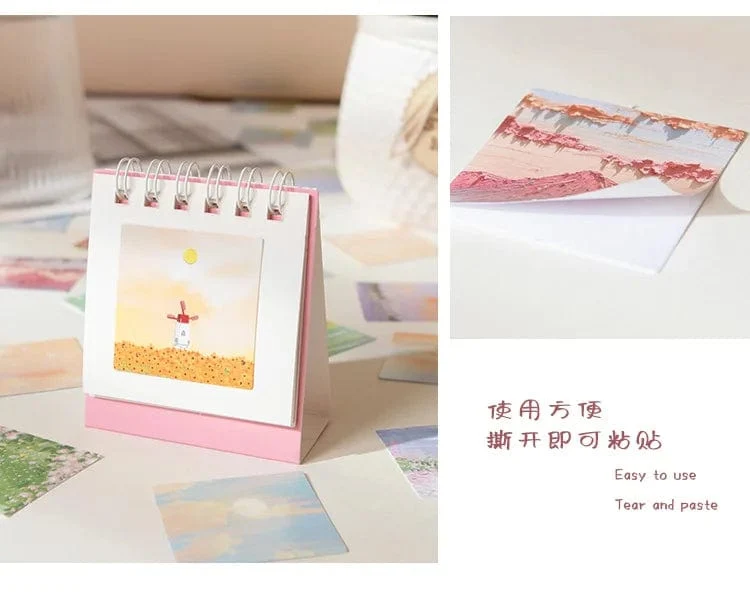 46 Stück Kawaii Briefpapier Aufkleber Set Frühling abgelegt Blumenlandschaft süße Scrapbooking dekorative DIY Label Geschenkverpackung Dekor