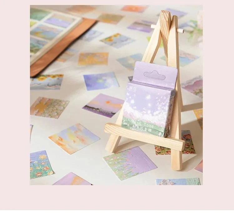 46 Stück Kawaii Briefpapier Aufkleber Set Frühling abgelegt Blumenlandschaft süße Scrapbooking dekorative DIY Label Geschenkverpackung Dekor
