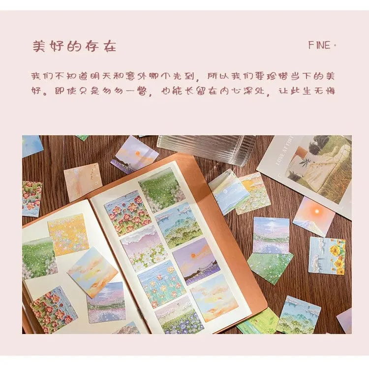 46 Stück Kawaii Briefpapier Aufkleber Set Frühling abgelegt Blumenlandschaft süße Scrapbooking dekorative DIY Label Geschenkverpackung Dekor