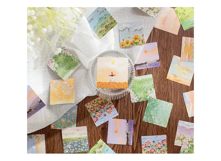 46 Stück Kawaii Briefpapier Aufkleber Set Frühling abgelegt Blumenlandschaft süße Scrapbooking dekorative DIY Label Geschenkverpackung Dekor