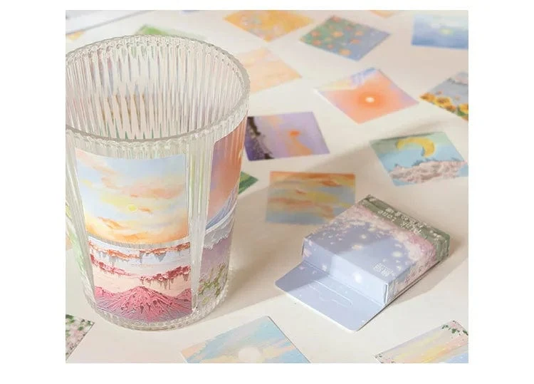 46 Stück Kawaii Briefpapier Aufkleber Set Frühling abgelegt Blumenlandschaft süße Scrapbooking dekorative DIY Label Geschenkverpackung Dekor