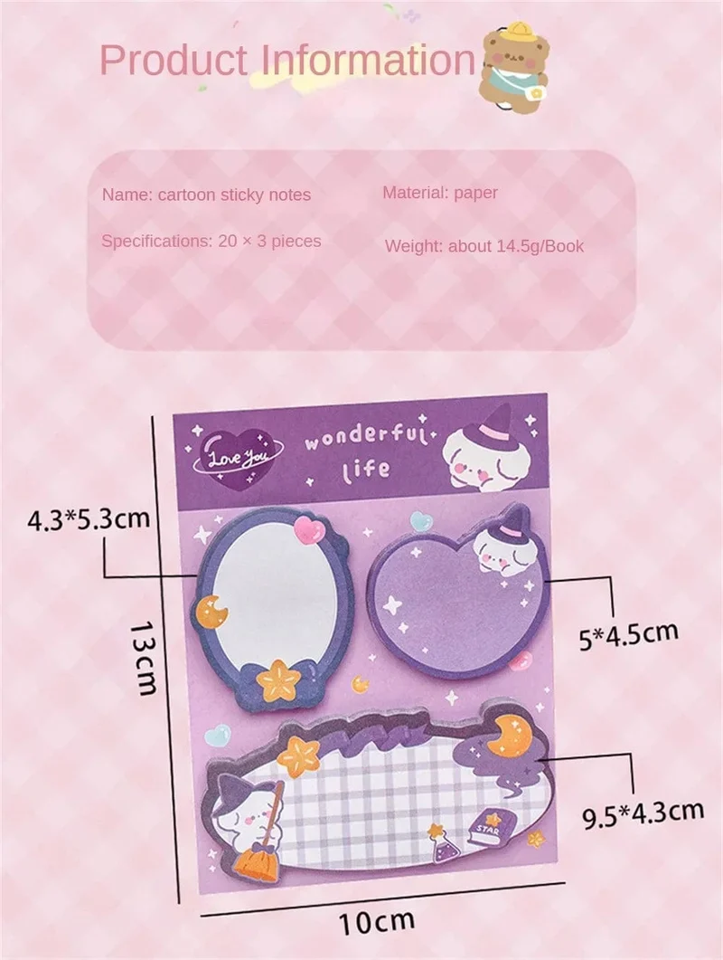 60 Blatt Haftnotizen Niedlicher Cartoon Bunter Notizblock Ins Kawaii Briefpapier Gepostete Tabs Sein Memo Nachrichtenpapier Schulbedarf