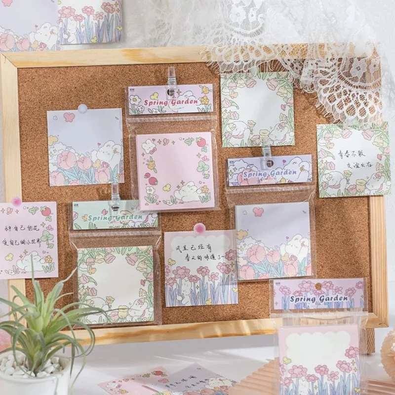 Mr.Paper 100 Stück/Beutel, quadratischer Notizblock, Ins Fresh Artistic Flower Manual Decoration Message-Leaveing ​​Note Stationery Supplies