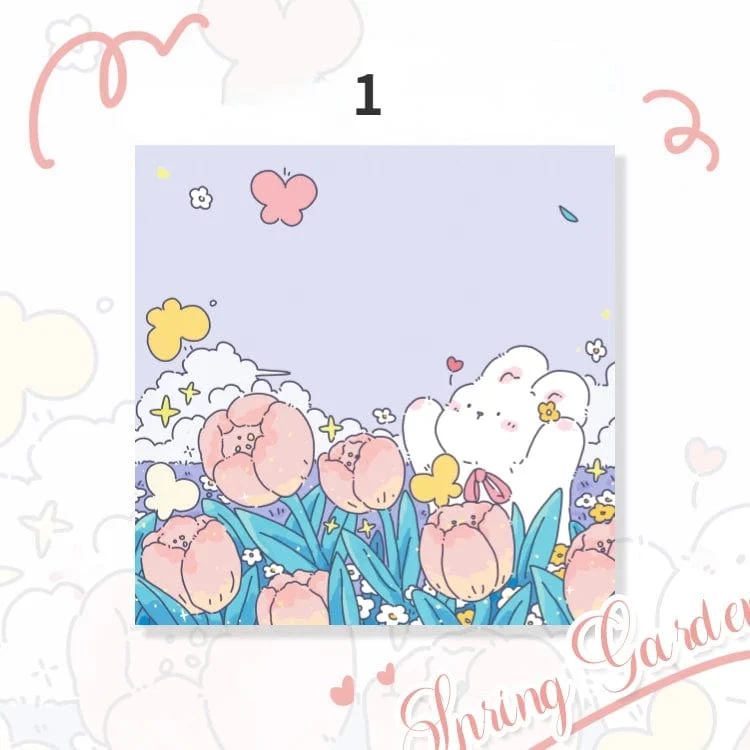 Mr.Paper 100 Stück/Beutel, quadratischer Notizblock, Ins Fresh Artistic Flower Manual Decoration Message-Leaveing ​​Note Stationery Supplies