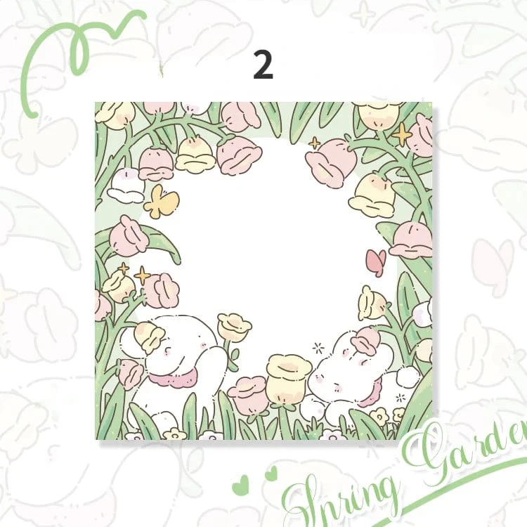 Mr.Paper 100 Stück/Beutel, quadratischer Notizblock, Ins Fresh Artistic Flower Manual Decoration Message-Leaveing ​​Note Stationery Supplies