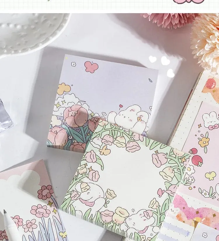 Mr.Paper 100 Stück/Beutel, quadratischer Notizblock, Ins Fresh Artistic Flower Manual Decoration Message-Leaveing ​​Note Stationery Supplies