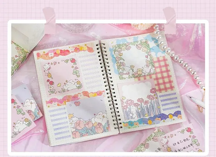 Mr.Paper 100 Stück/Beutel, quadratischer Notizblock, Ins Fresh Artistic Flower Manual Decoration Message-Leaveing ​​Note Stationery Supplies