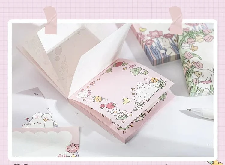Mr.Paper 100 Stück/Beutel, quadratischer Notizblock, Ins Fresh Artistic Flower Manual Decoration Message-Leaveing ​​Note Stationery Supplies