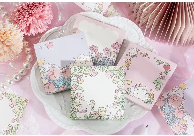 Mr.Paper 100 Stück/Beutel, quadratischer Notizblock, Ins Fresh Artistic Flower Manual Decoration Message-Leaveing ​​Note Stationery Supplies