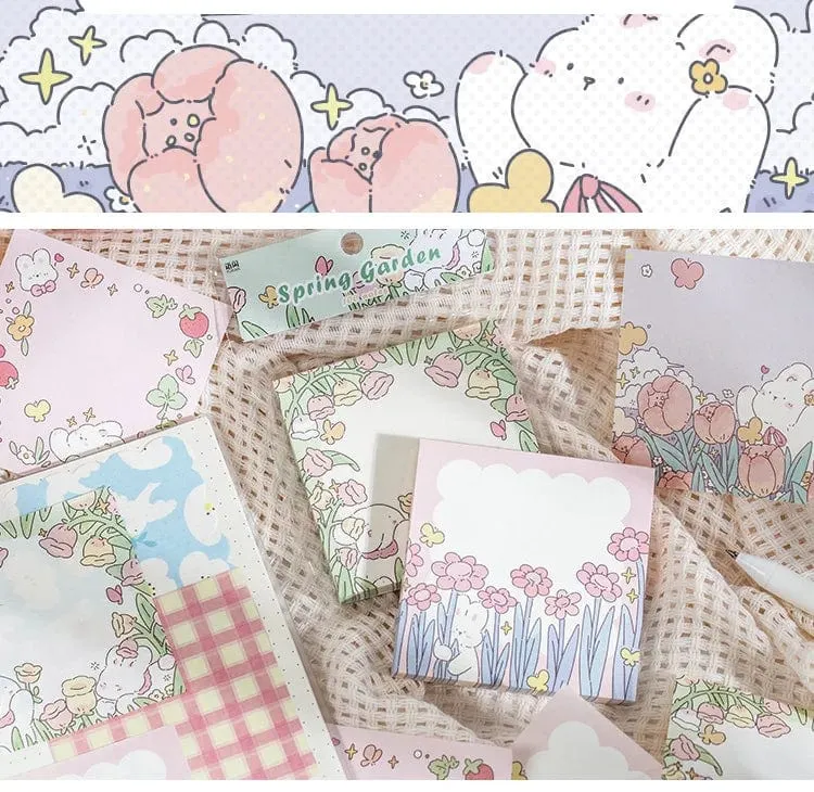 Mr.Paper 100 Stück/Beutel, quadratischer Notizblock, Ins Fresh Artistic Flower Manual Decoration Message-Leaveing ​​Note Stationery Supplies