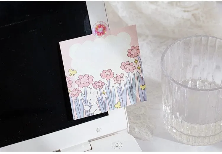 Mr.Paper 100 Stück/Beutel, quadratischer Notizblock, Ins Fresh Artistic Flower Manual Decoration Message-Leaveing ​​Note Stationery Supplies