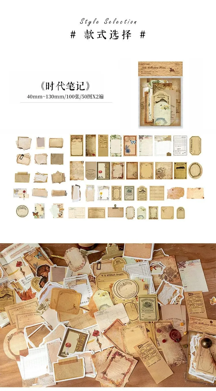 100 Stück Vintage-Papiere, Retro, dekoratives Scrapbook-Papier, ästhetische Junk-Journal-Seiten für DIY-Kunsthandwerk, Tagebuch, Notizbücher, Album