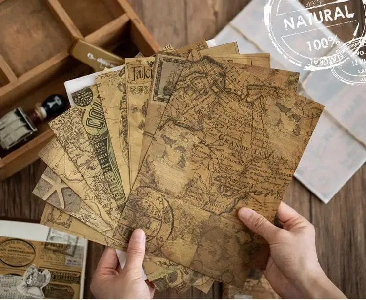 10 Pcs Junk Journal Große Größe Retro Karte Material Papier Diy Scrapbooking Collage Album Woche Tagebuch Dekoration Hintergrund Papier