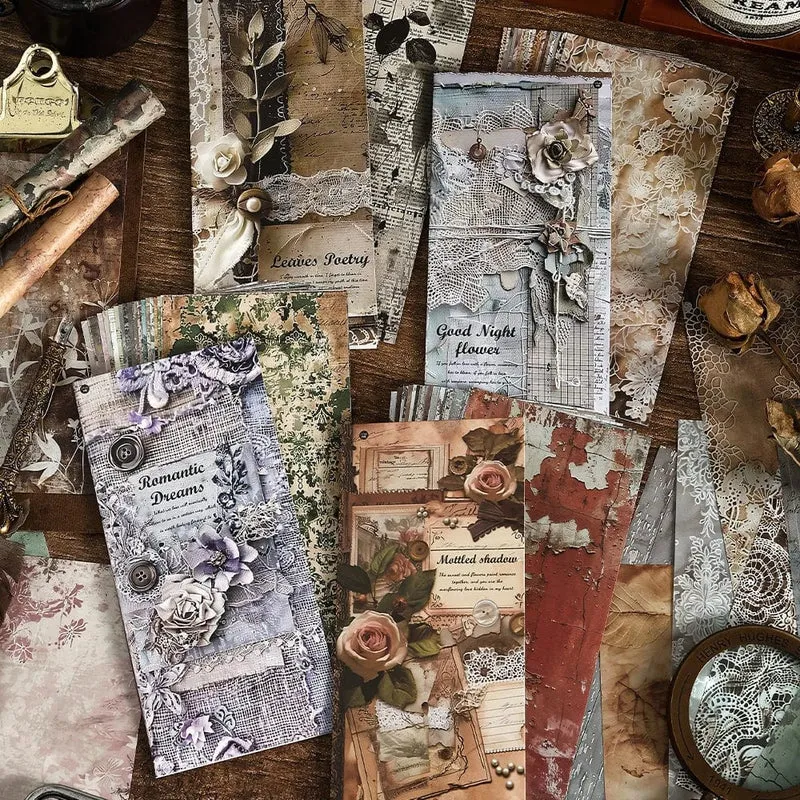 TIANZI 20 Stück Langes Materialpapier Vintage Randmaterial Blumenmuster Retro-Papier für Scrapbooking Tagebuch Journal Planer