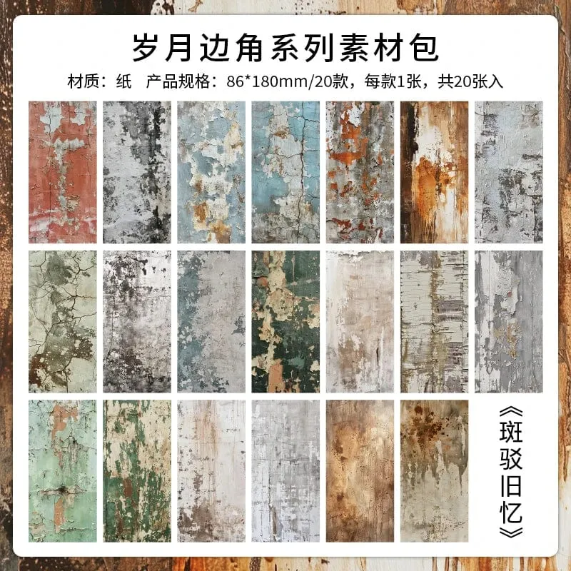 TIANZI 20 Stück Langes Materialpapier Vintage Randmaterial Blumenmuster Retro-Papier für Scrapbooking Tagebuch Journal Planer