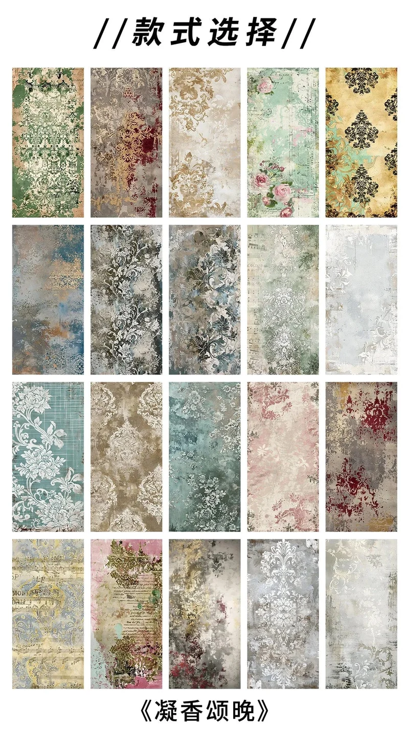 TIANZI 20 Stück Langes Materialpapier Vintage Randmaterial Blumenmuster Retro-Papier für Scrapbooking Tagebuch Journal Planer