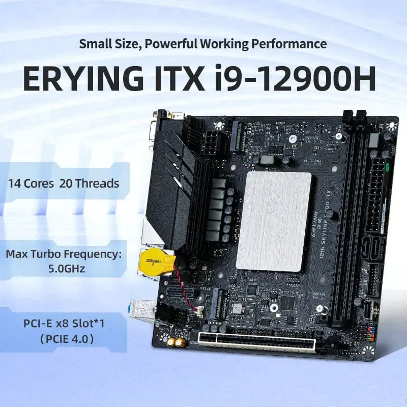 ERYING DIY ITX Desktops Motherboard Set mit Onboard CPU Core Interper Kit i9 12900H i9-12900H 14C20T DDR4 Gaming PC Computer