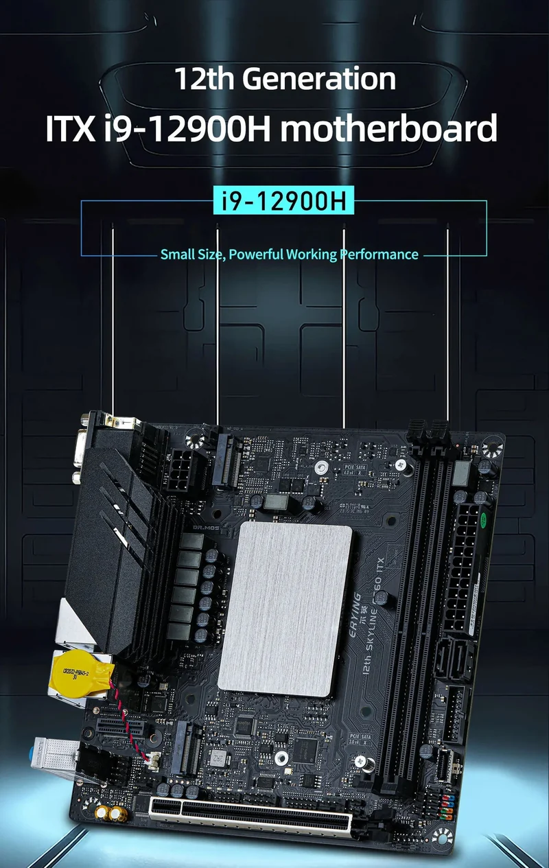 ERYING DIY ITX Desktops Motherboard Set mit Onboard CPU Core Interper Kit i9 12900H i9-12900H 14C20T DDR4 Gaming PC Computer
