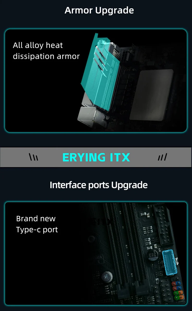 ERYING DIY ITX Desktops Motherboard Set mit Onboard CPU Core Interper Kit i9 12900H i9-12900H 14C20T DDR4 Gaming PC Computer